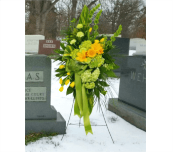  GREEN AND GOLD SPRAY  - GREEN AND GOLD SPRAY BY TWIN TOWERS FLORIST      As Shown : TT-ANC62 