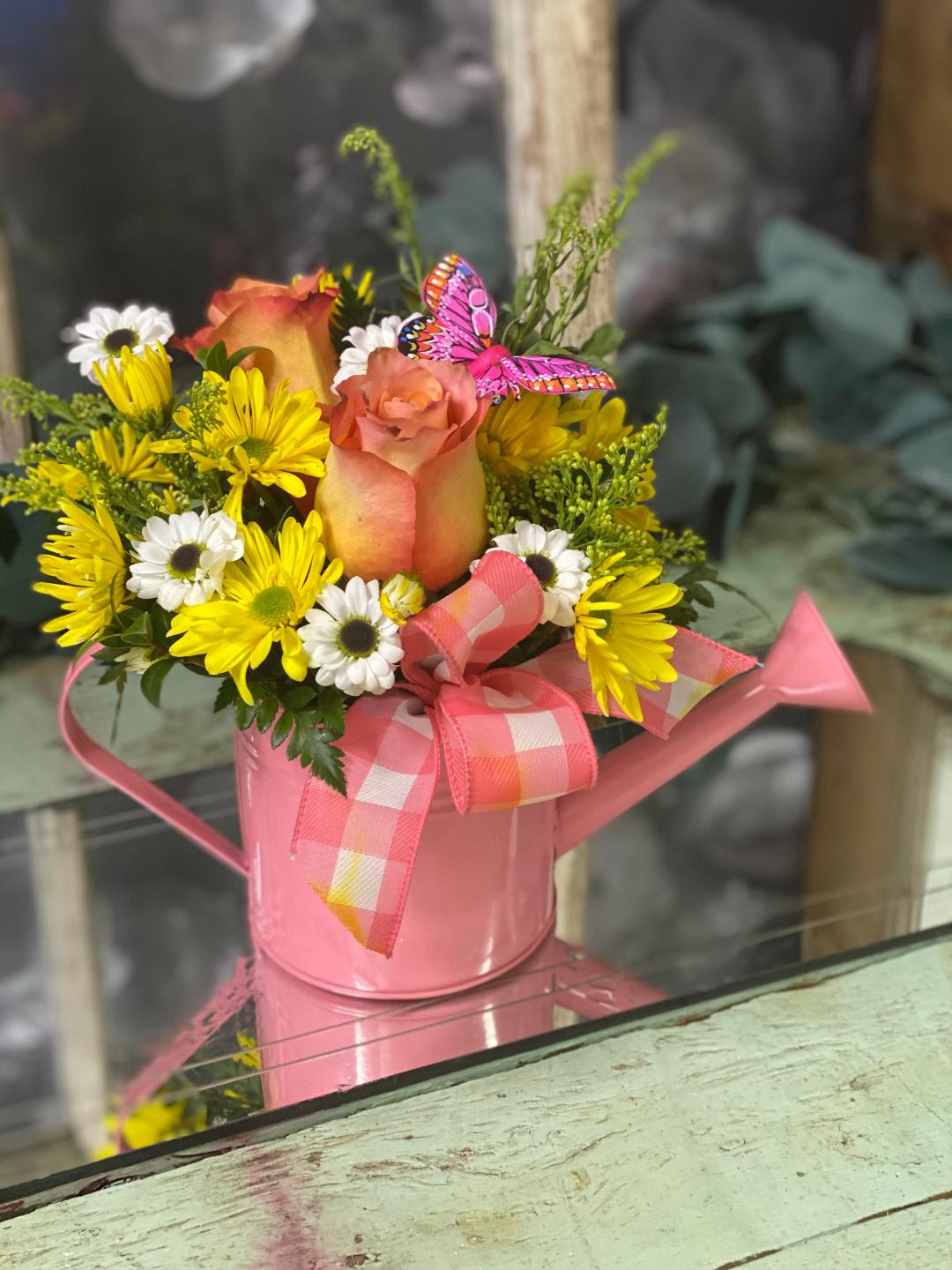 Watering Can Bouquet by The Chaffee Flower Shop