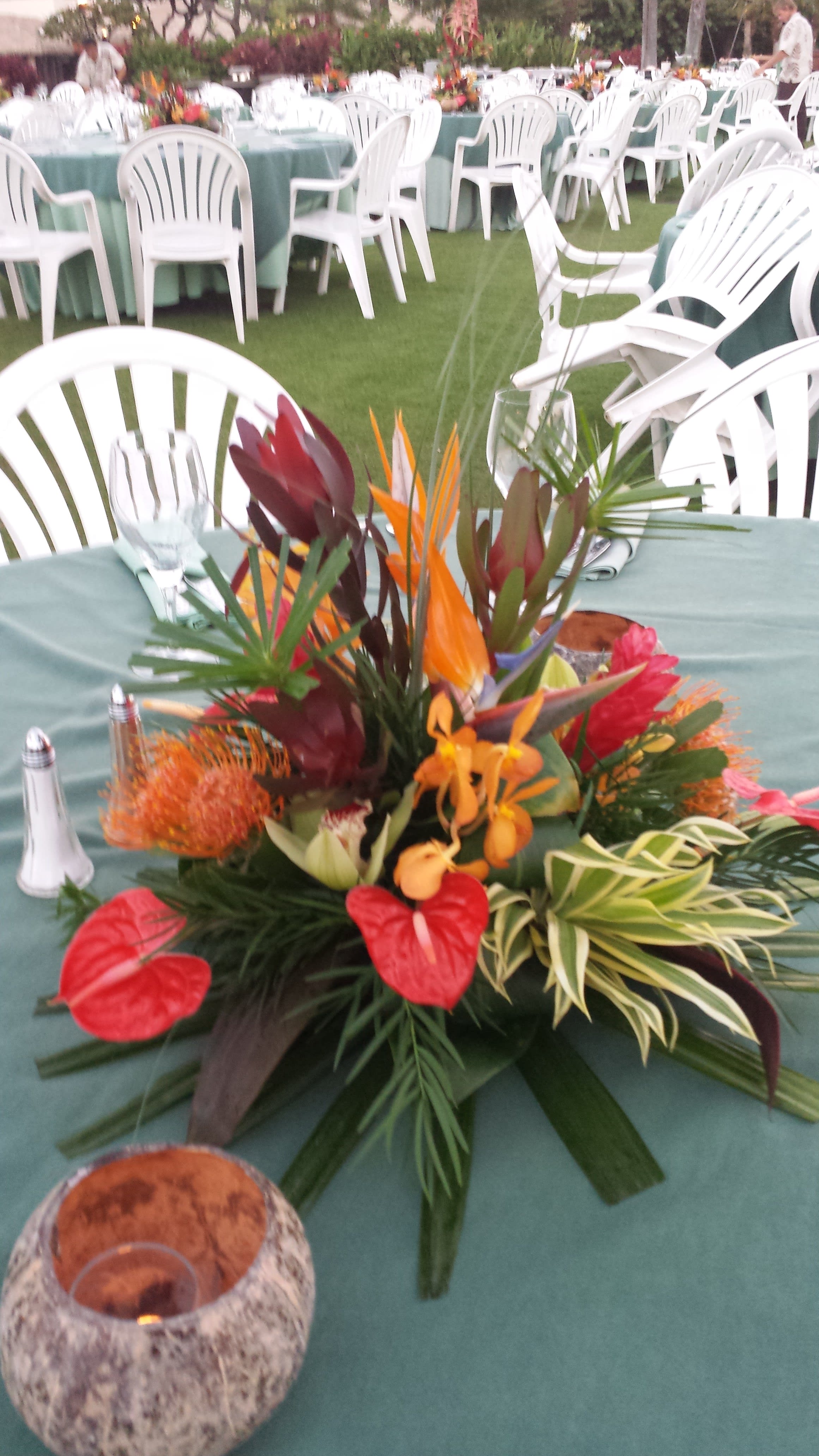 large tropical centerpiece arrangement in Lihue, HI Flowers Forever LLC
