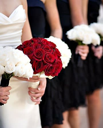 Roma Bridal Collection (Please Give 3 Business Days For Pick Up) - As timeless as the coliseum this all rose wedding collection is the perfection of Classico Style. Our Bridal bouquet is stunning all red vibrant rose collection