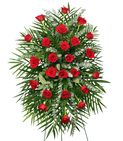 Everlasting Love - This classic red rose standing spray is a beautiful way to show your love for those we've lost. 