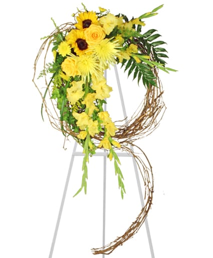 Sunshine of Life - Yellow sunflowers and roses beam off this wreath, highlighting our love for those we've lost. 