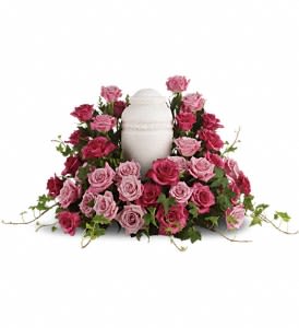 Bed of Roses  - A loving embrace. A beautiful gesture. A respectful tribute. A wealth of pink roses create a soft, serene and dignified way to cherish and honor the departed.