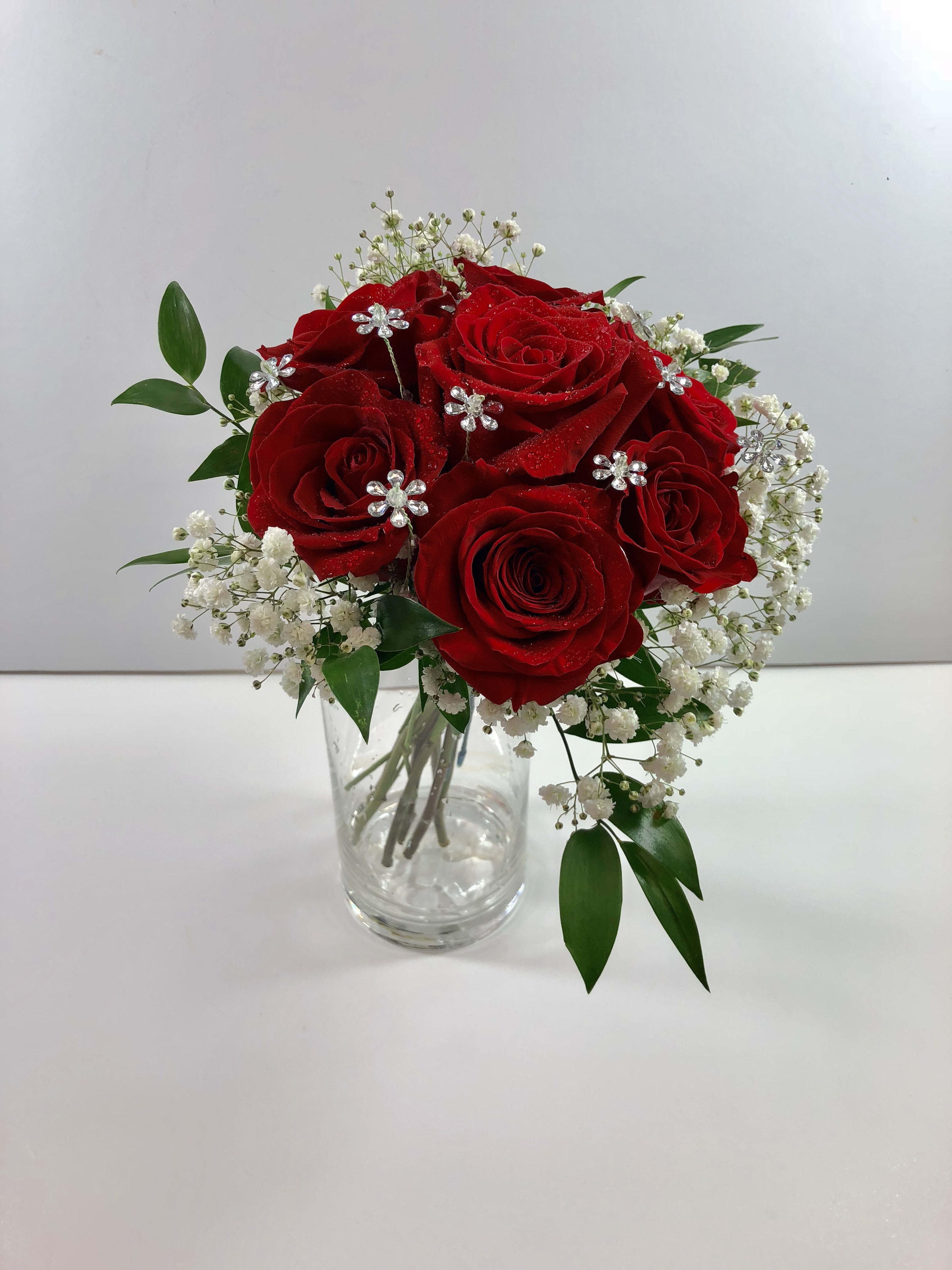 C39 Rose Clutch with Jewels - Clutch with roses and sparkly bling.  Each order is customized for your date and her beautiful dress.