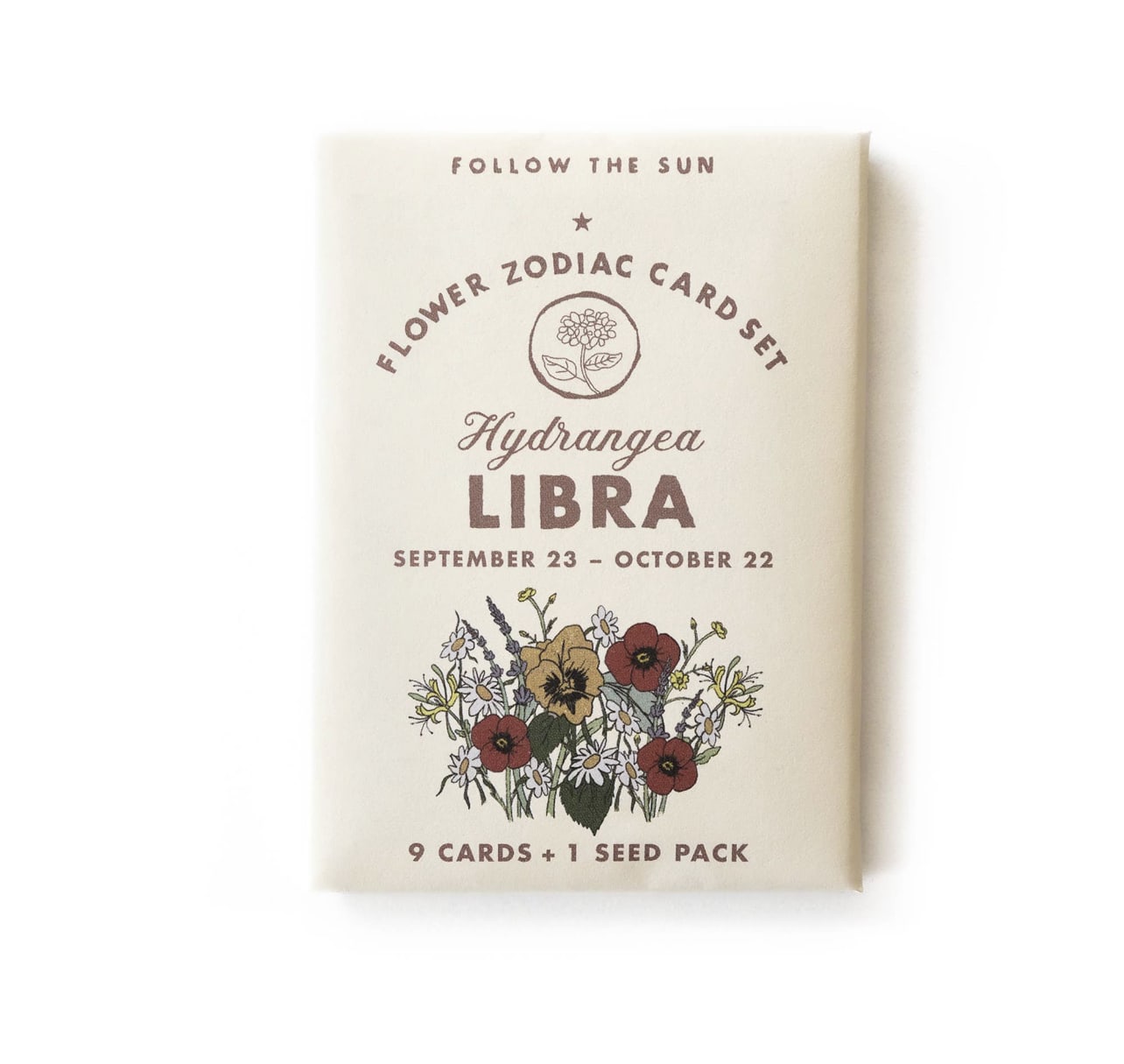 Flower Zodiac Sticker Card Set Libra - Inspired by vintage collectible trading card sets, our Flower Zodiac Sticker Card Sets explore the beauty of flowers reflected in the starry night skies above.  Libra (Sept 23 - Oct 22) Flower Zodiac Sticker Card Set Contains 9 Sticker Cards + Secret Puzzle + Seed Pack