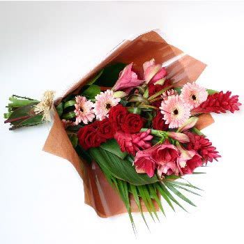 Mixed Hand Tied Presentation Bouquet - Colorful Mixed Hand Tied Presentation Bouquet - No Vase Included 