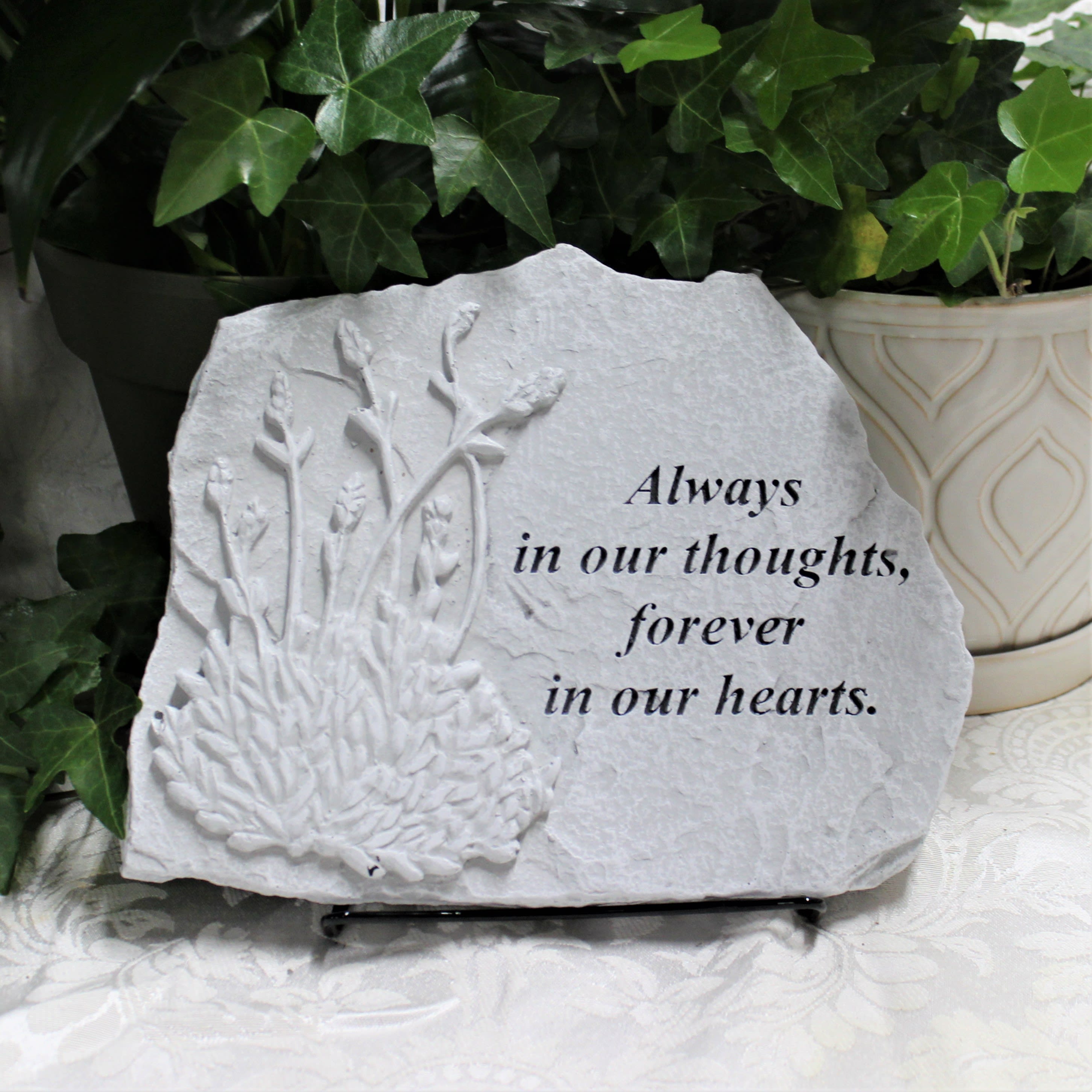 Always in our Thoughts small plaque - garden stone resin and concrete 8&quot; x 10&quot;