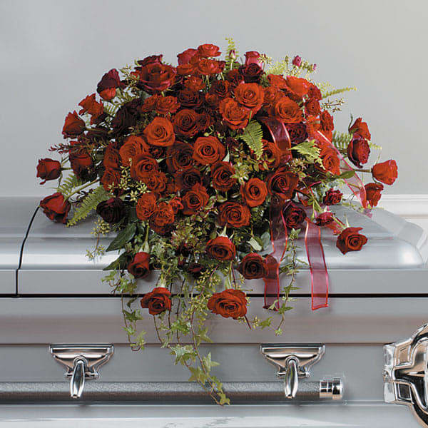 Loving Roses Casket Spray Loving Roses Casket Spray - For the love of your life, there's no finer, fitting tribute. Red roses mean love, forever and ever.