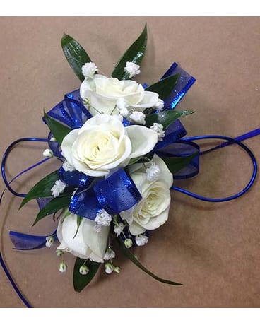 Blue and white sale corsage