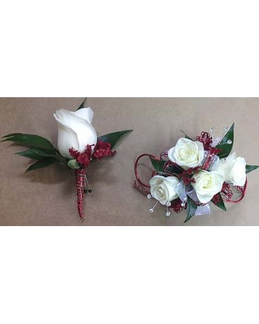 Red and sales white corsage
