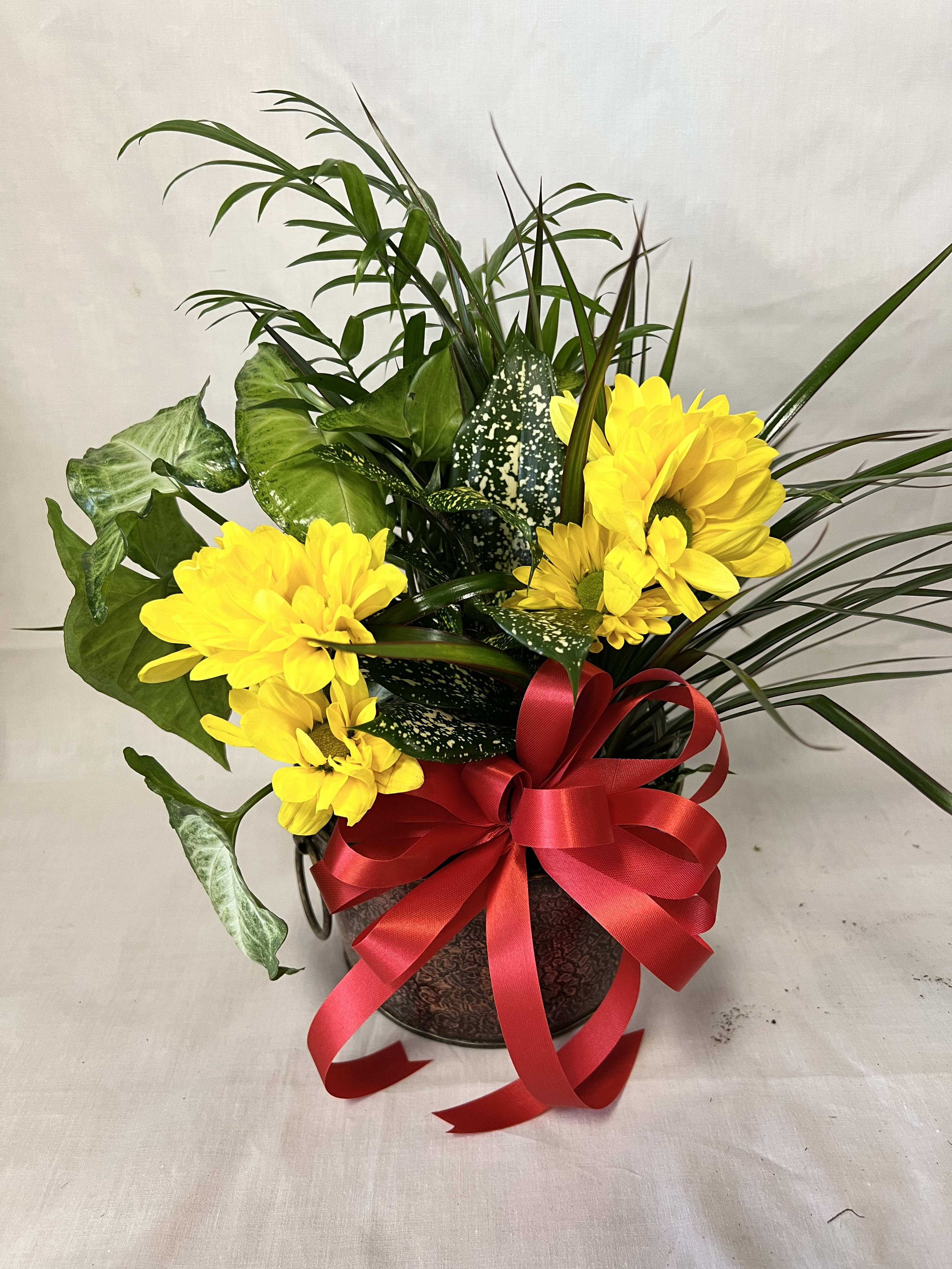 Planter in Metal Container in Dunbar, WV Art's Flower Shop