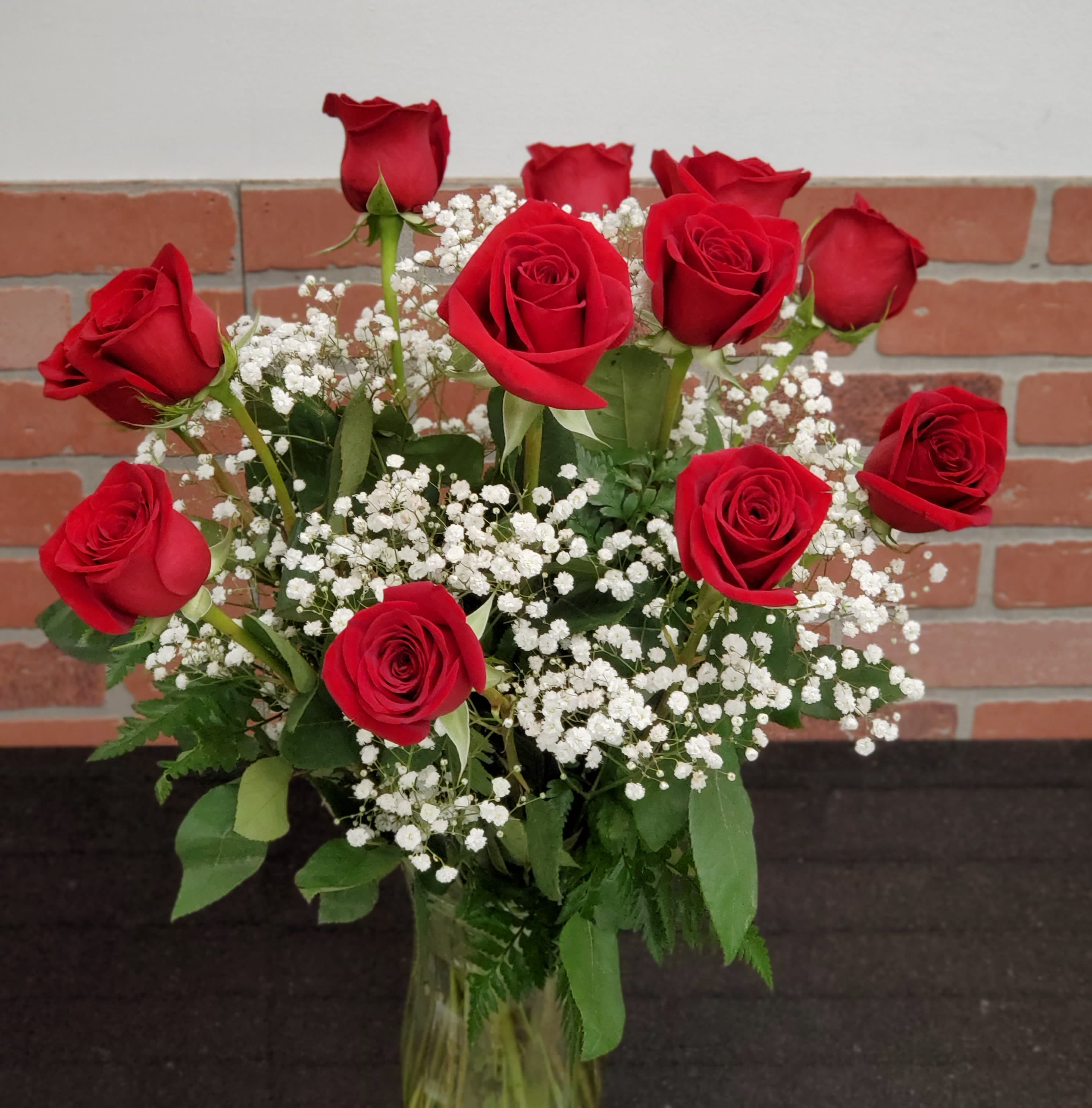 Dozen Long Stemmed Roses with Baby