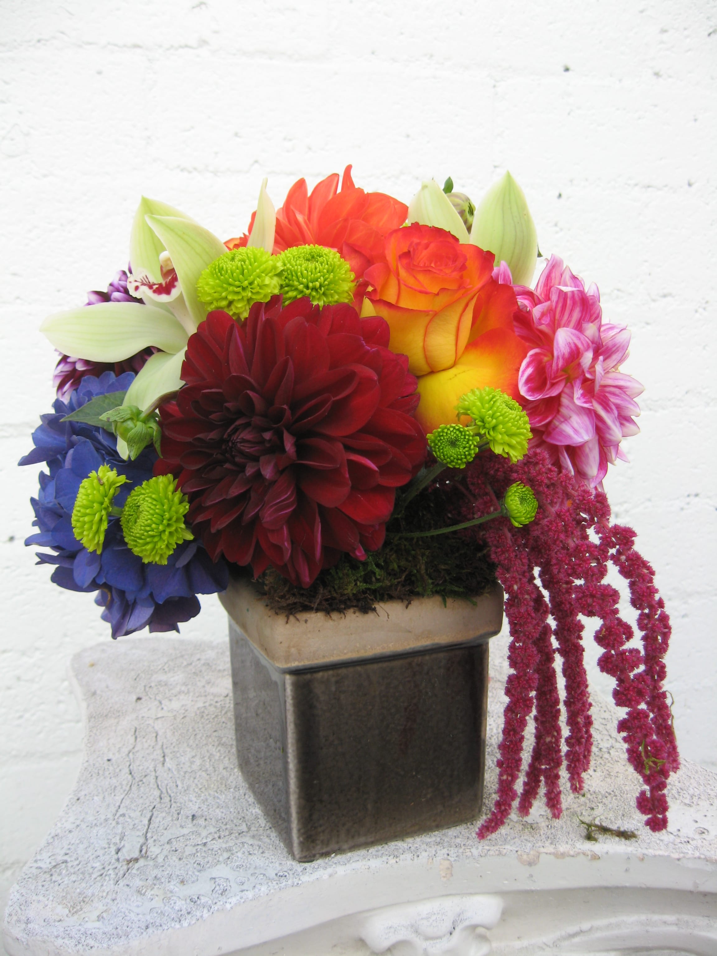 Small vase of with Jewel tones. - Beautiful design for something simple and stylish. 