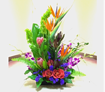 [TT-ARR18]:  TROPICAL GRANDEUR - TROPICAL GRANDEUR ARRANGEMENT BY TWIN TOWERS FLORIST   