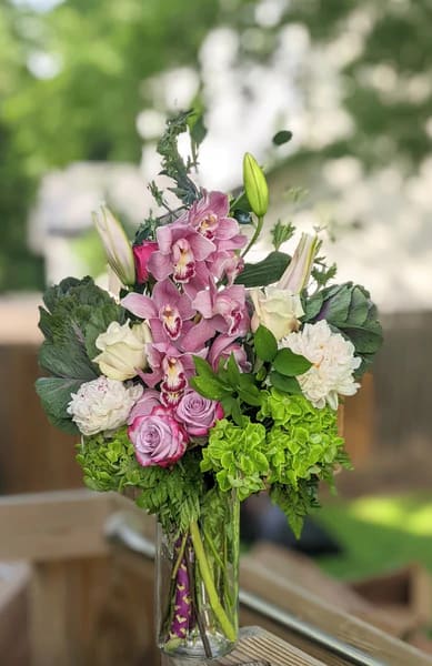 Mother Love - Beautiful fresh flower arrangement. flowers including premium Roses, Lilies, Hydreans, orchids, and more, elegant and tall larger designs.