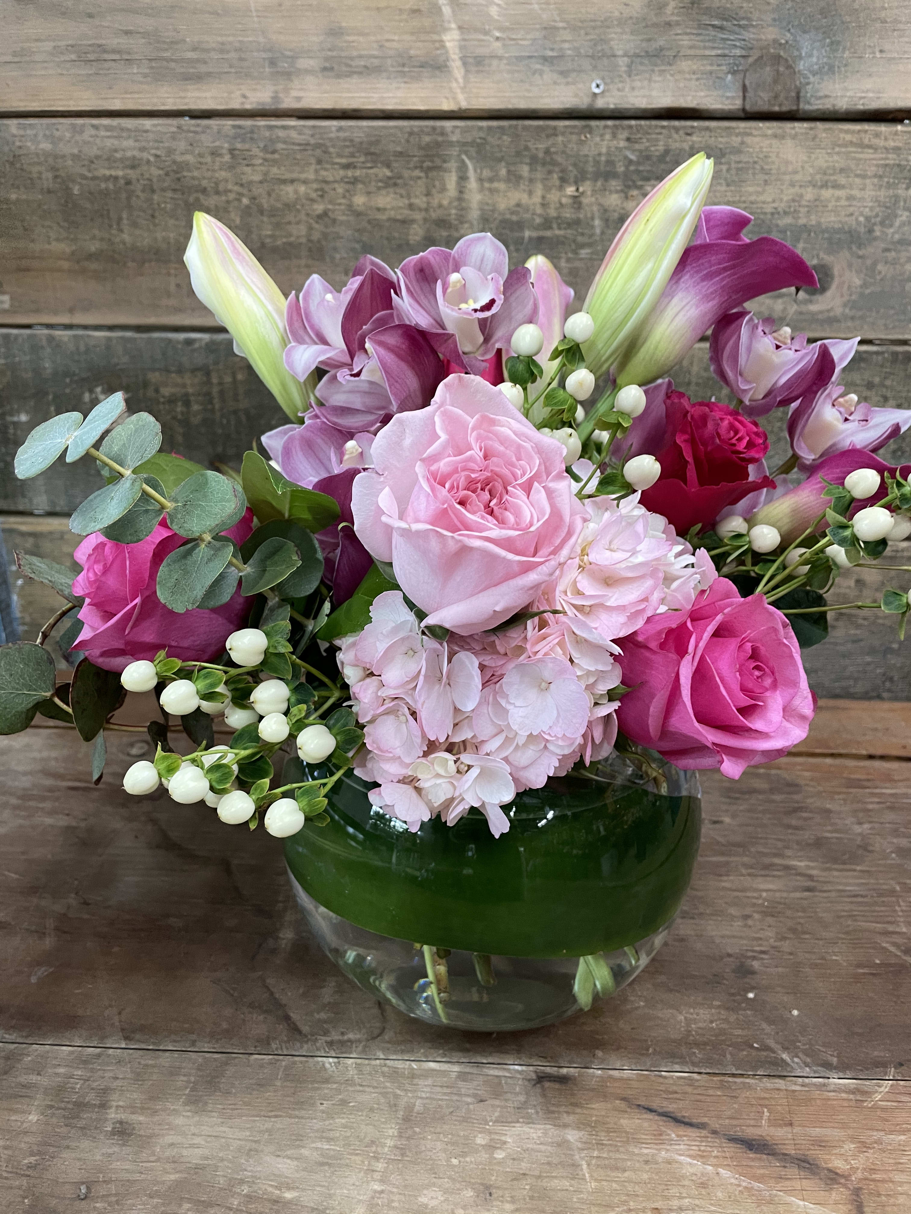 So Nice - A design that brings on a smile, varies shades of pinks and interesting blooms and greens make up this soothing design. 