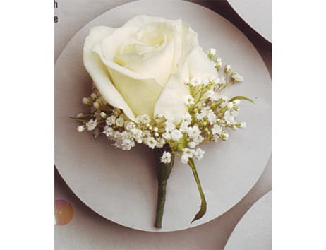 White Knight Boutonniere - A white rose boutonniere