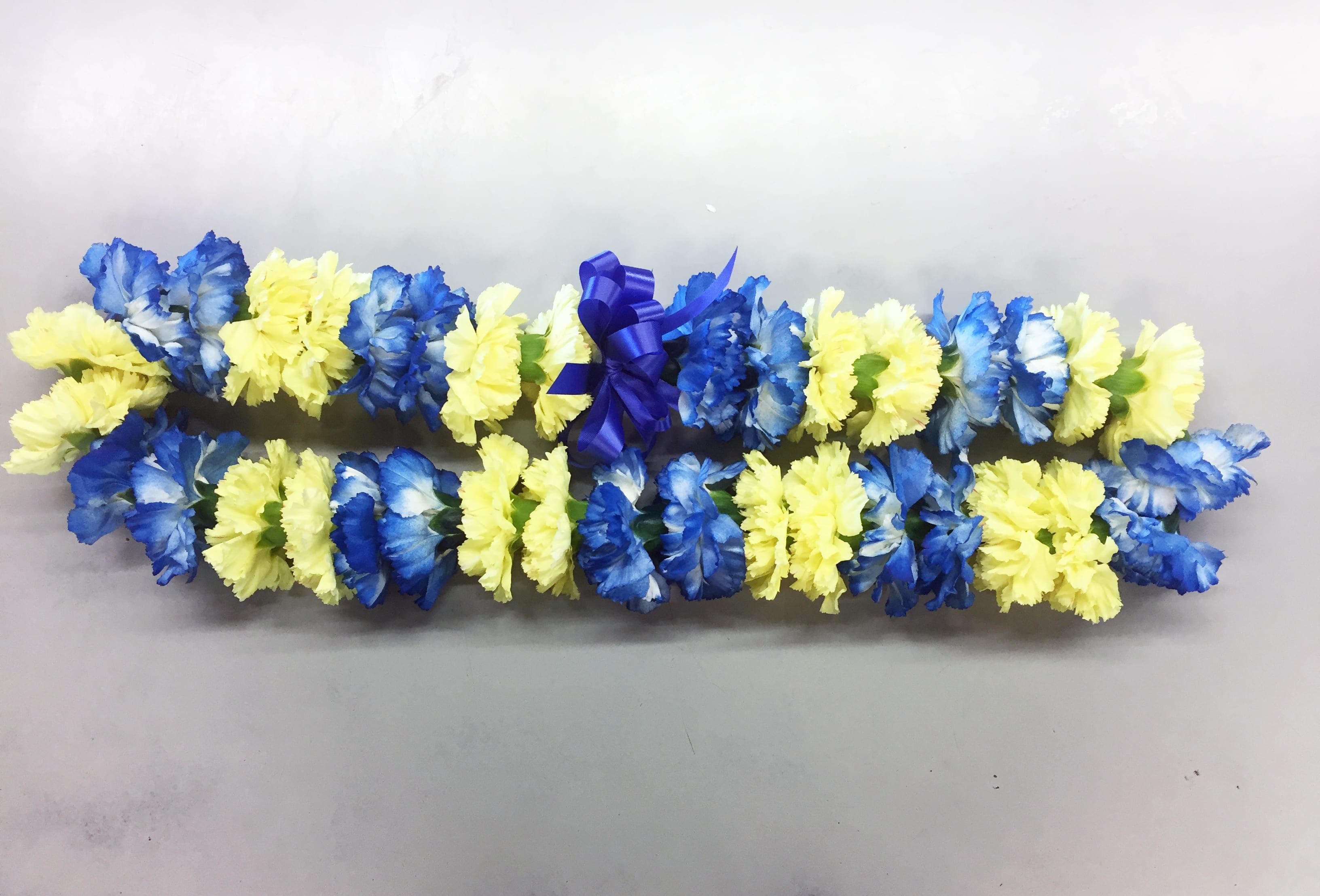 Blue And Yellow 2 pattern Carnation Lei in San Jose, CA Valley Florist