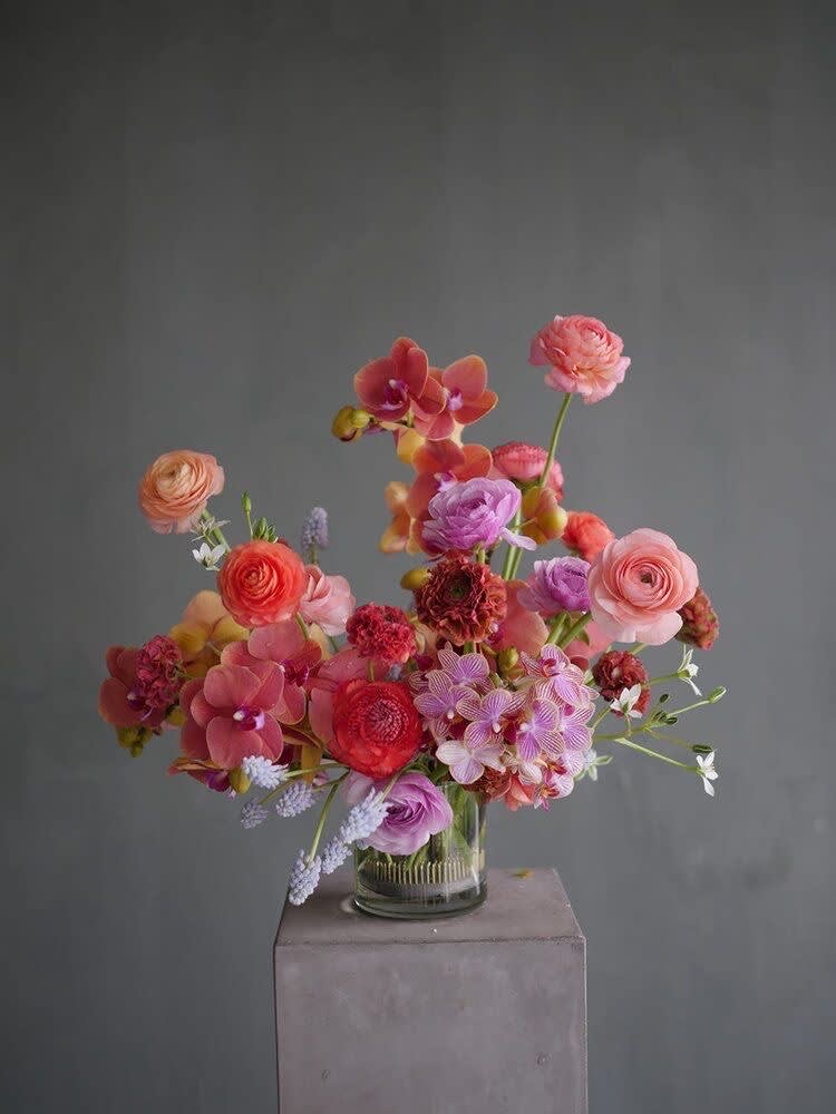 Peach Sorbet - A piece of art work, dazzling shades of peaches, apricots, and lavender   *all blooms subject change due to availability of such a bespoke garden design