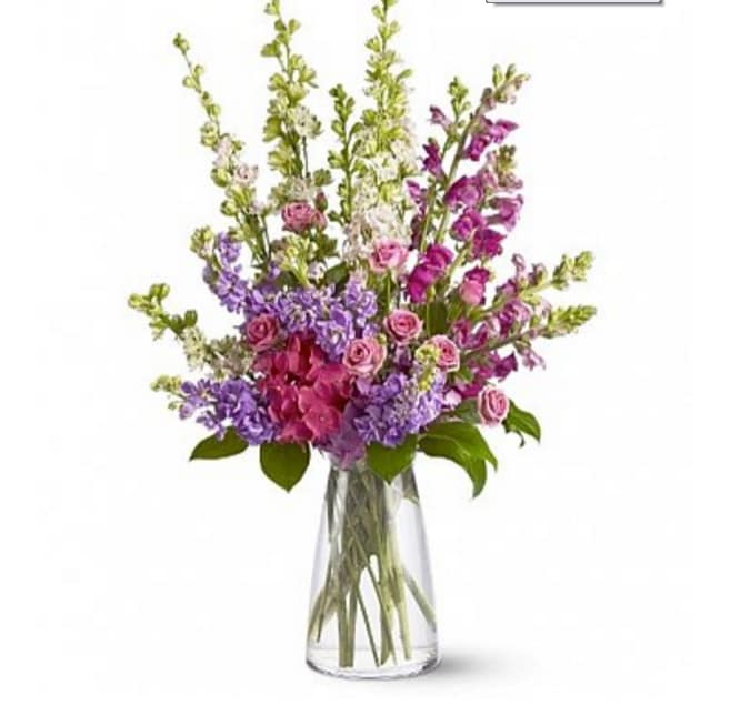 VASED PURPLE SHADES VASED PURPLE SHADES - A PRETTY VASE OF PURPLE AND LAVENDER SHADES
