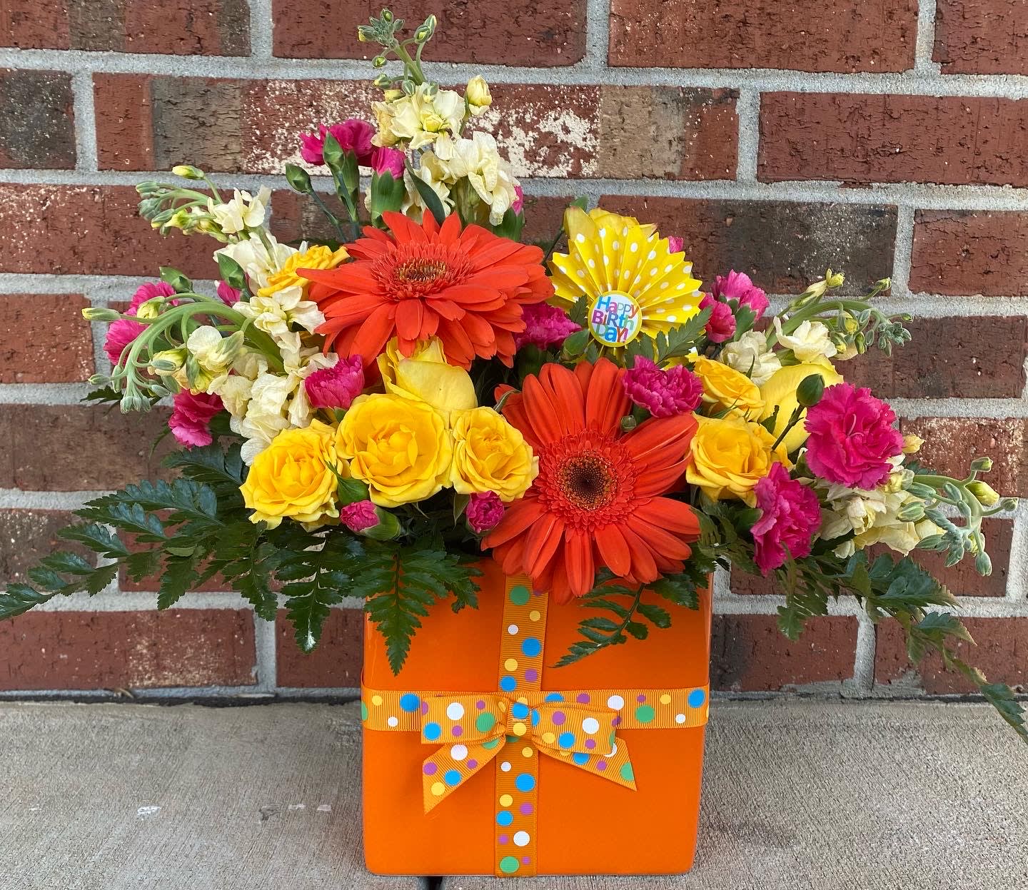 Citrus birthday  - Mixed seasonal flowers shown as medium 