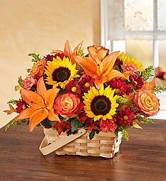 Fields of Europe in a basket - mix seasonal flowers in a basket