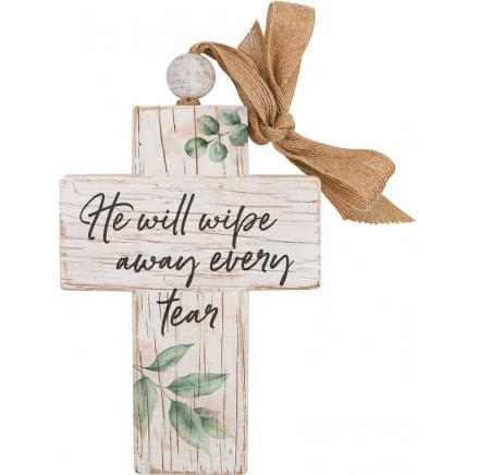 He Will Wipe Away Cross - One of the most well-known religious symbols in history, the cross exemplifies the sacrifice of the Savior, while inspiring hope for the future.  Size: 4.75&quot;W x 7&quot;H x 1.5&quot;D