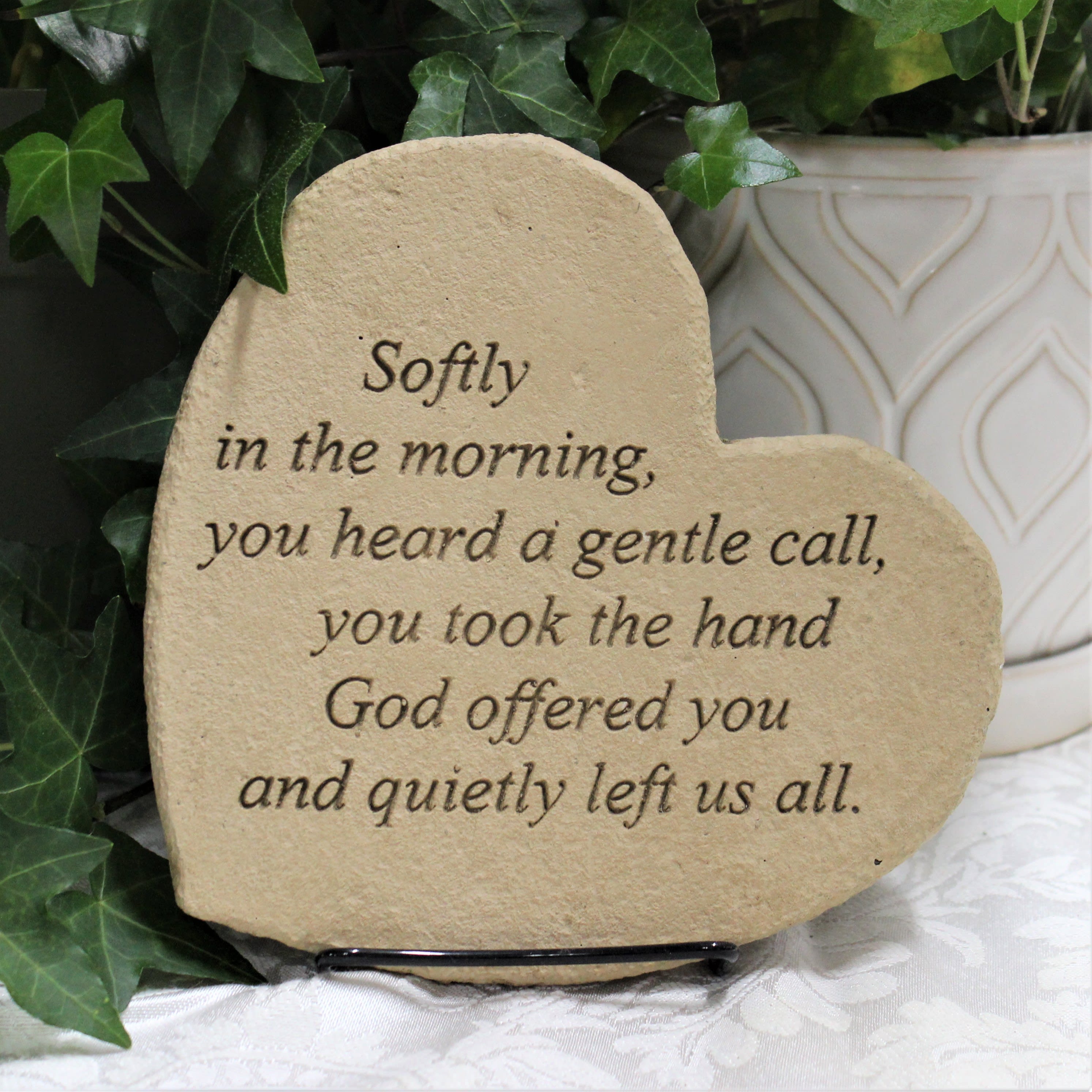 Softly in the Morning mini memorial - garden stone resin and concrete 7&quot; x 6&quot;