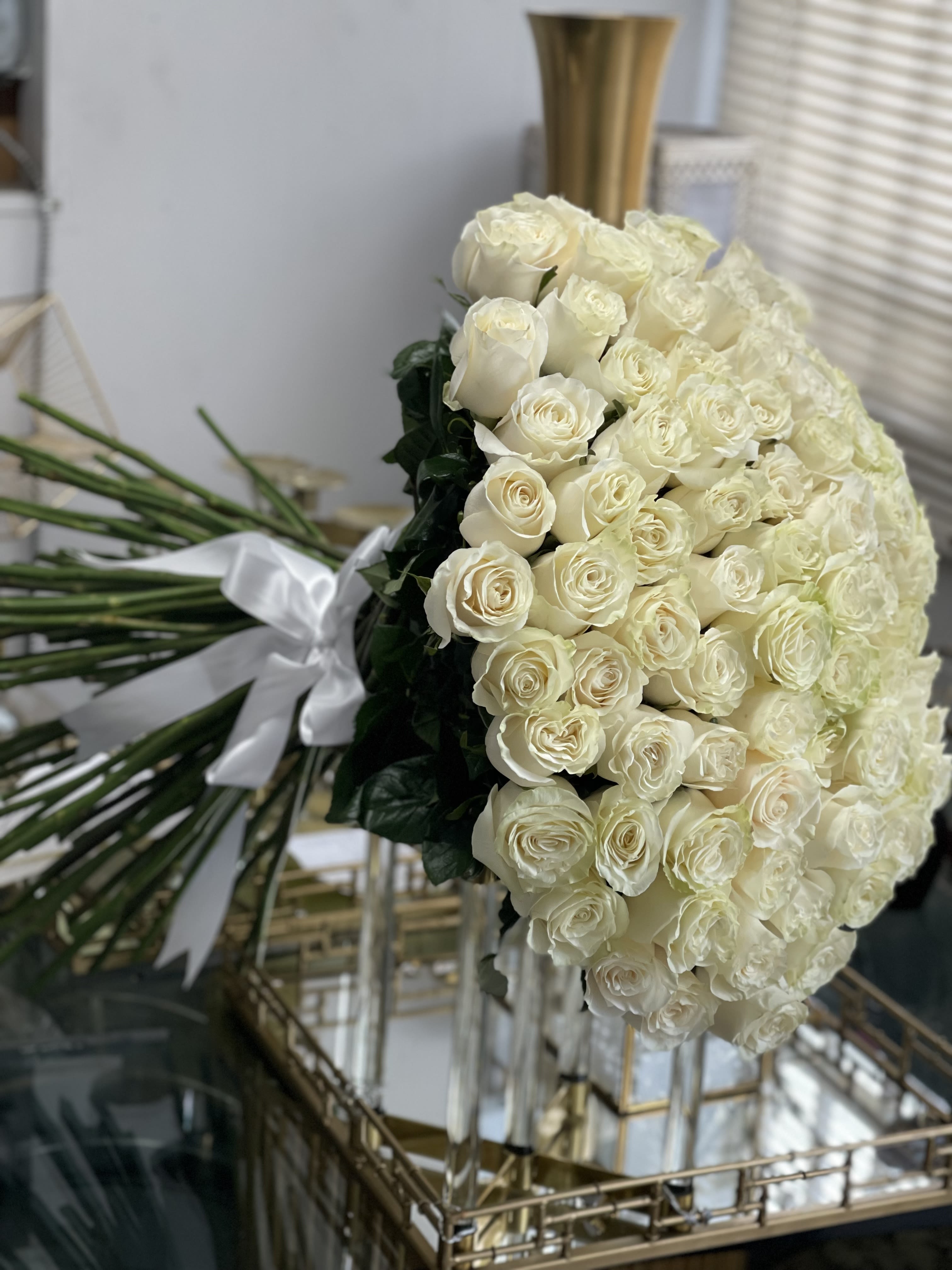 Bouquet of Love - 100 Elegant white rose bouquet.