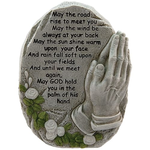May the Road Rise to Meet You Prayer...Memorial Stone - Memorial Stone Praying Hands  9&quot;H x 5.5 &quot; W