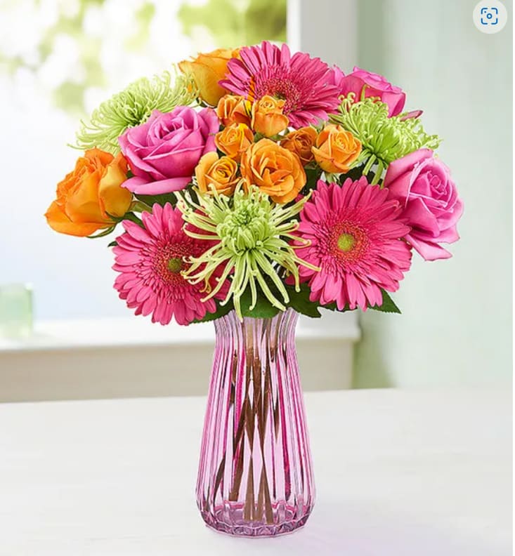 Flower Mix ( 1800 flowers )  - colorful mix of available flowers. comes in a colored or clear vase