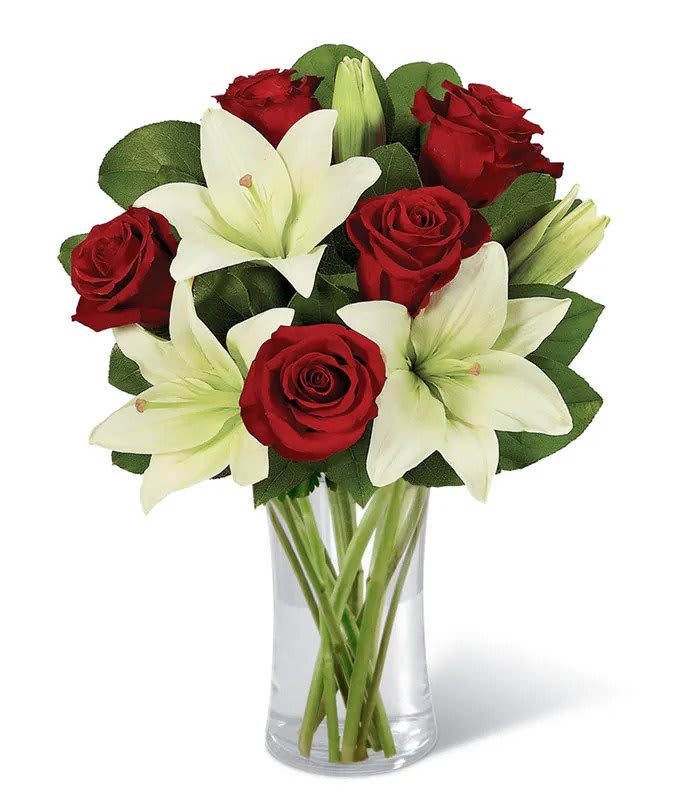 Love &amp; Lily Elegance - Red roses and white Asiatic lilies - express your feelings of love and romance in an exceptionally elegant way.