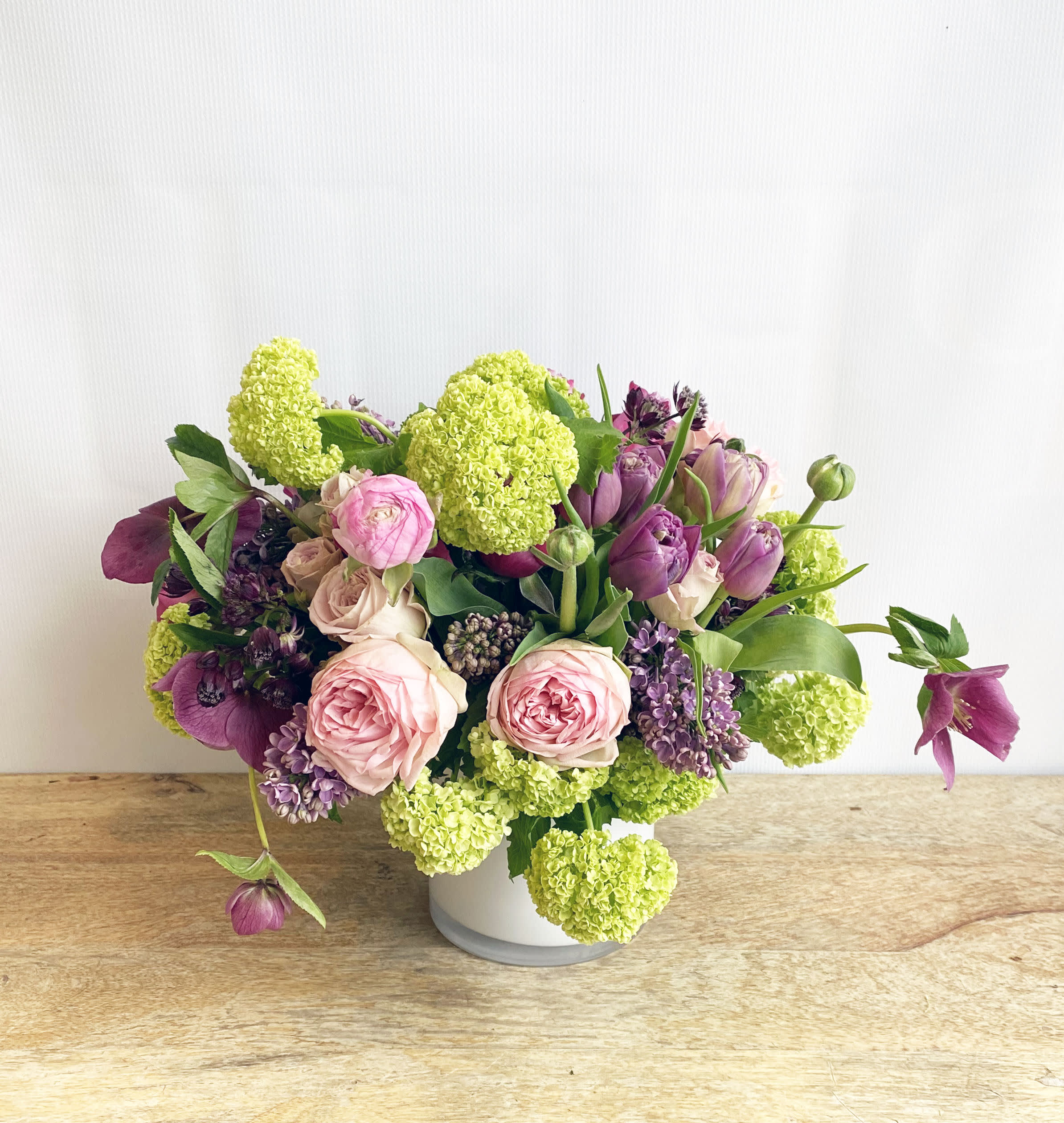 Love mom - Great gift for Mothers day! Garden rose or unique rises, ranunculus, tulip, lilac or stock, hydrangea or special greenery.  In some situations, we may have to make some substitutions on the item you've selected depending on market shortages and shipping shortfalls. 