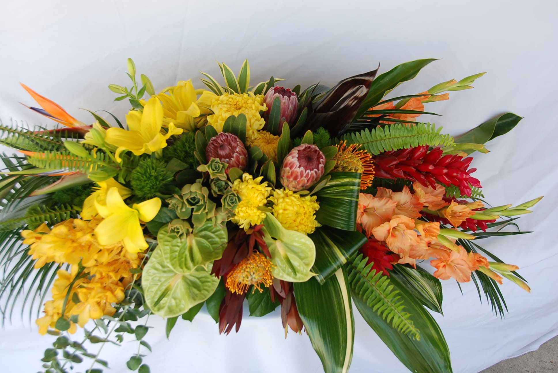 Tropical Casket Spray  - Mixed Tropical  Casket  Spray. 
