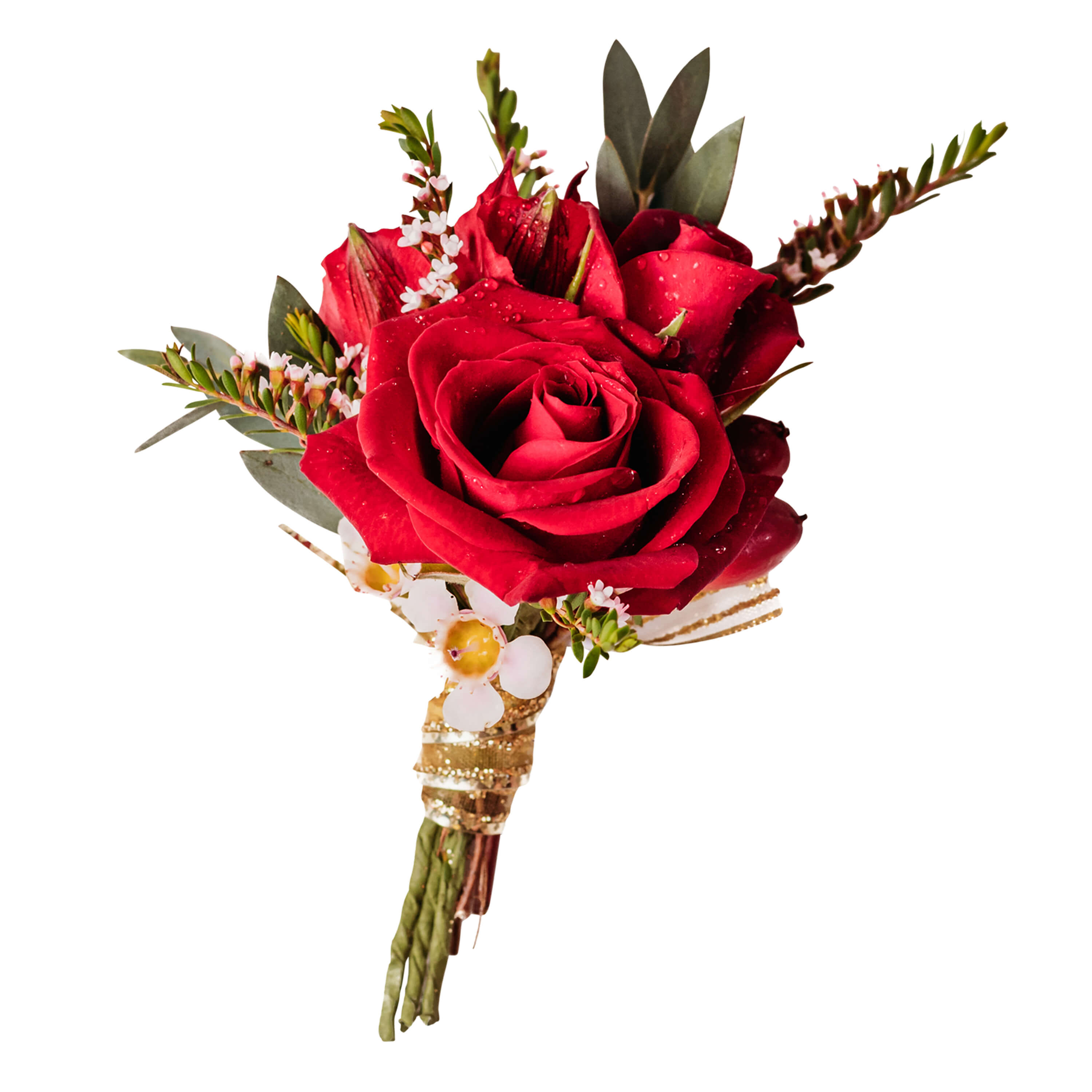 Scarlet Boutonniere - TMF-1549 - Our Scarlet Boutonniere is a classic red rose with accents.