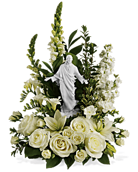 Garden of Serenity - This exquisite porcelain sculpture of Jesus surrounded by radiant flowers will be a source of comfort to loved ones during a time of loss. Your thoughtfulness will be long remembered.