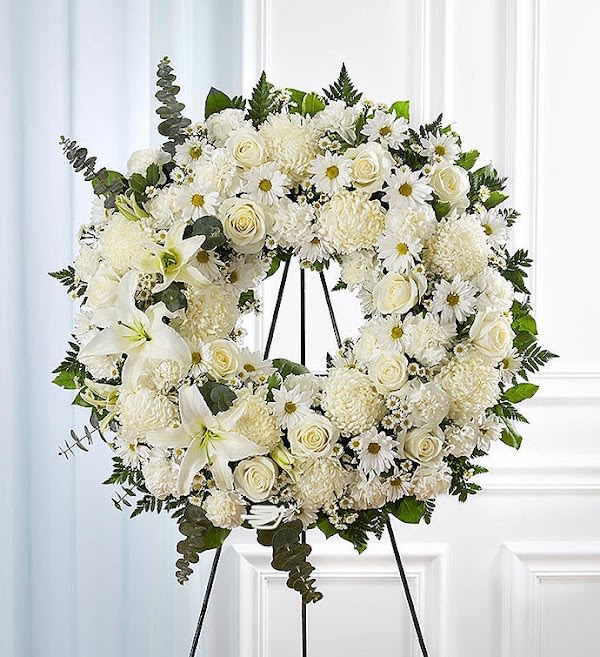 All White Funeral Wreath in Hialeah, FL Omel Flowers
