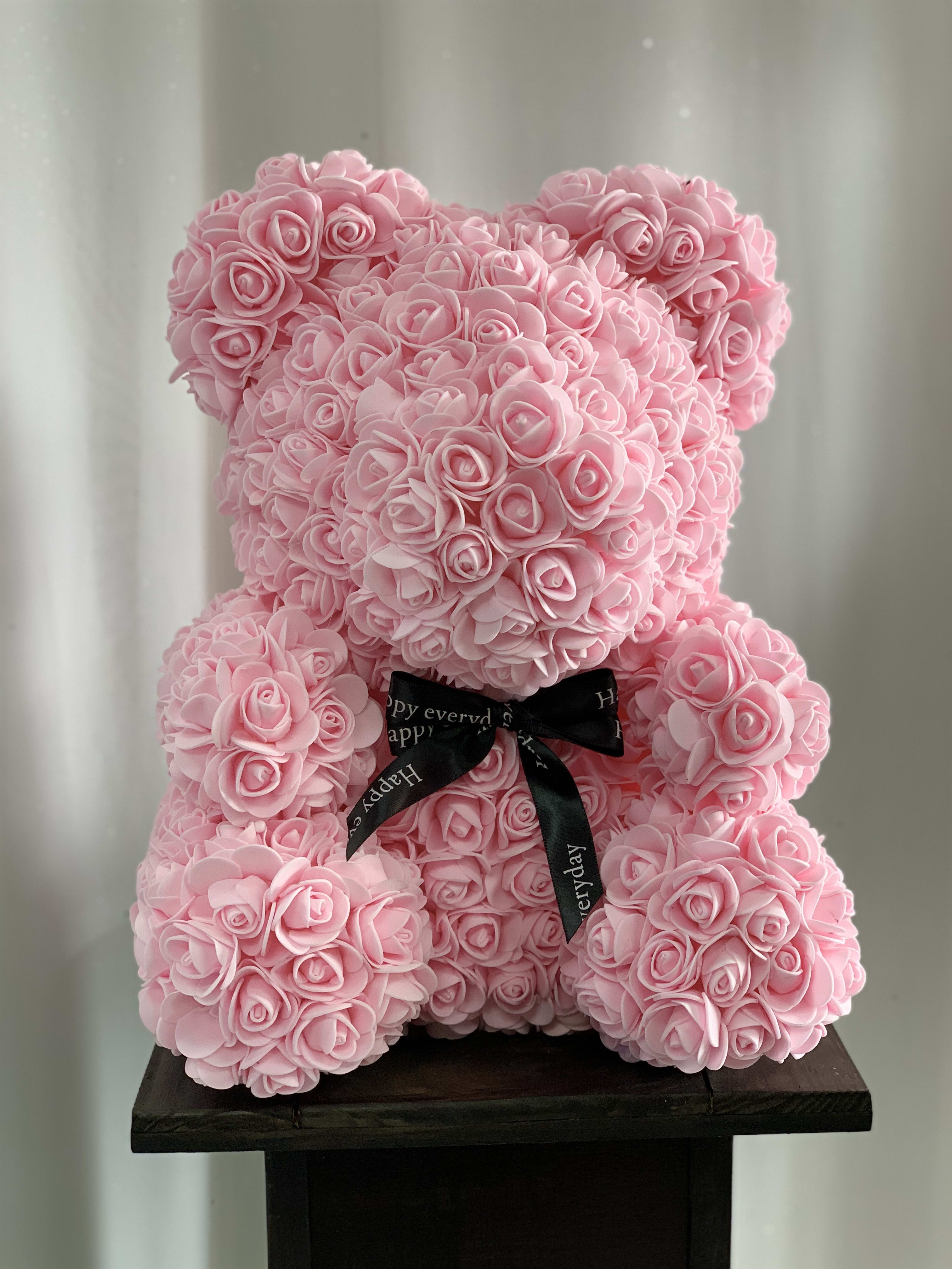 Faux Light Pink Rose Teddy Bear in Temple City, CA Four Season