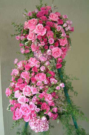 Pretty pink funeral spray - Beautiful pink rose funeral spray 