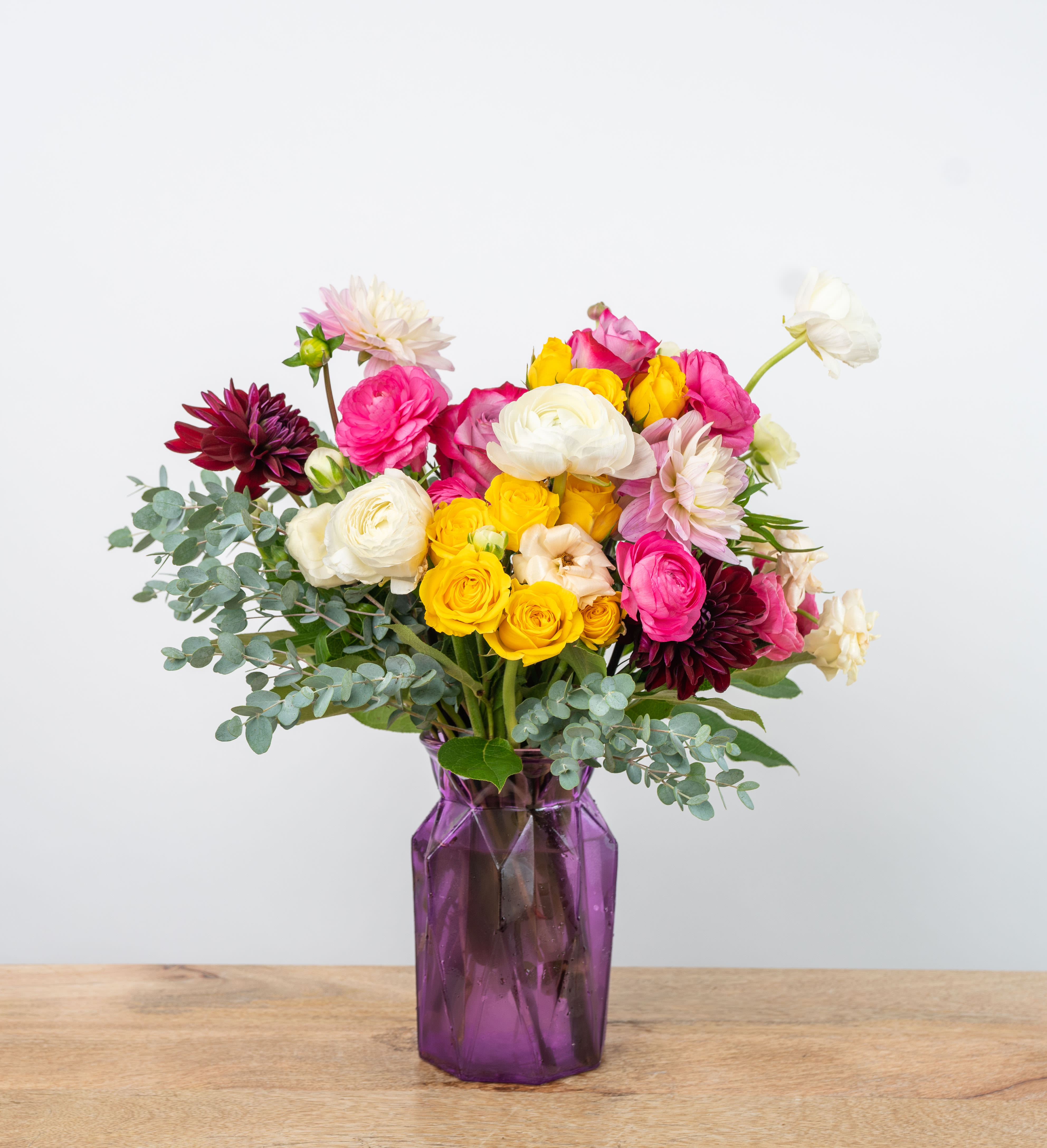 wythe avenue - A summer bright of color welcomes you in this design. Roses, ranuncula, dahlia, and more season flower are arranged elegantly in this fine selection.  