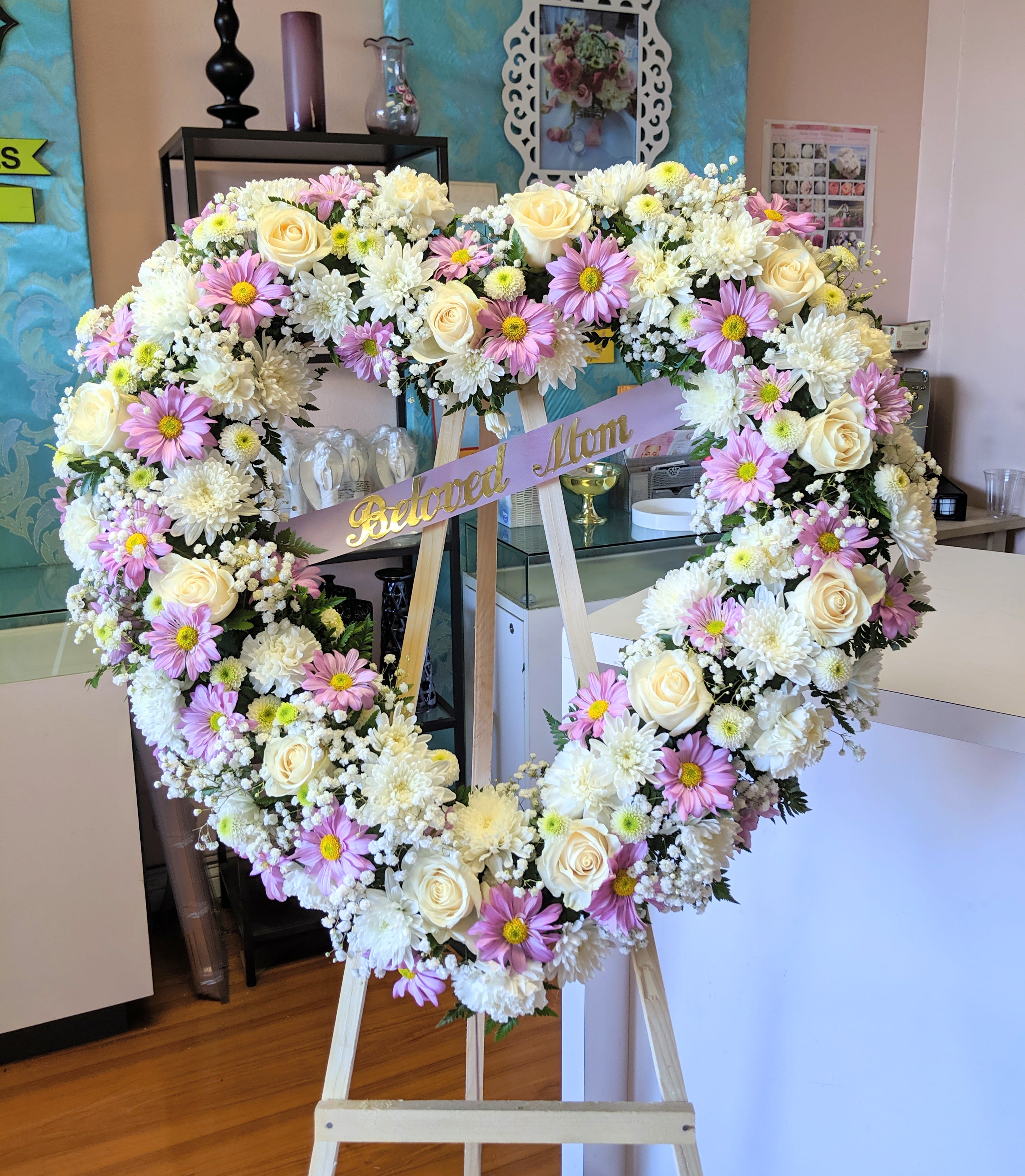 Open Heart Floral Wreath  Sympathy & Funeral Flowers