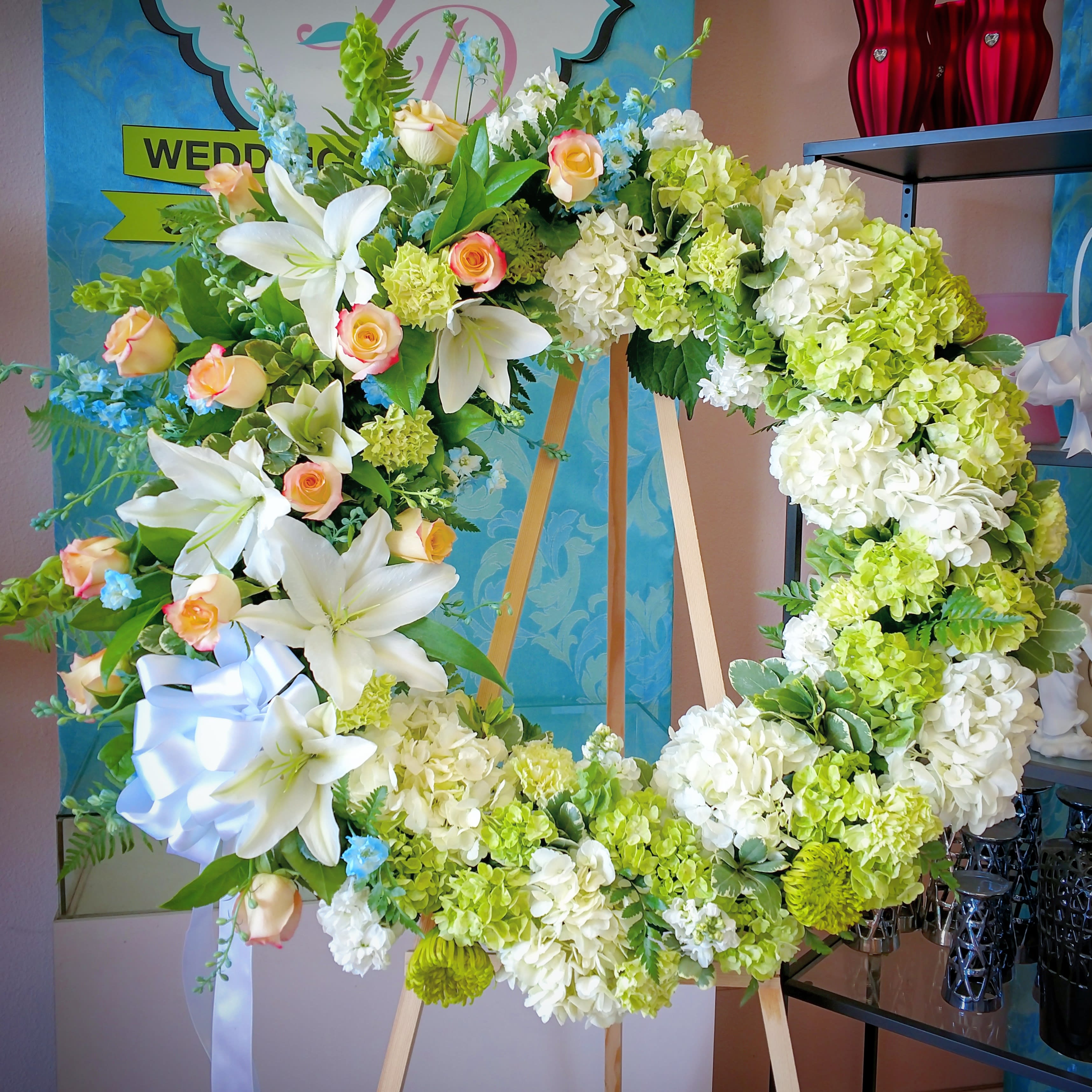 10. Serene Sanctuary Faux Hydrangea Wreath