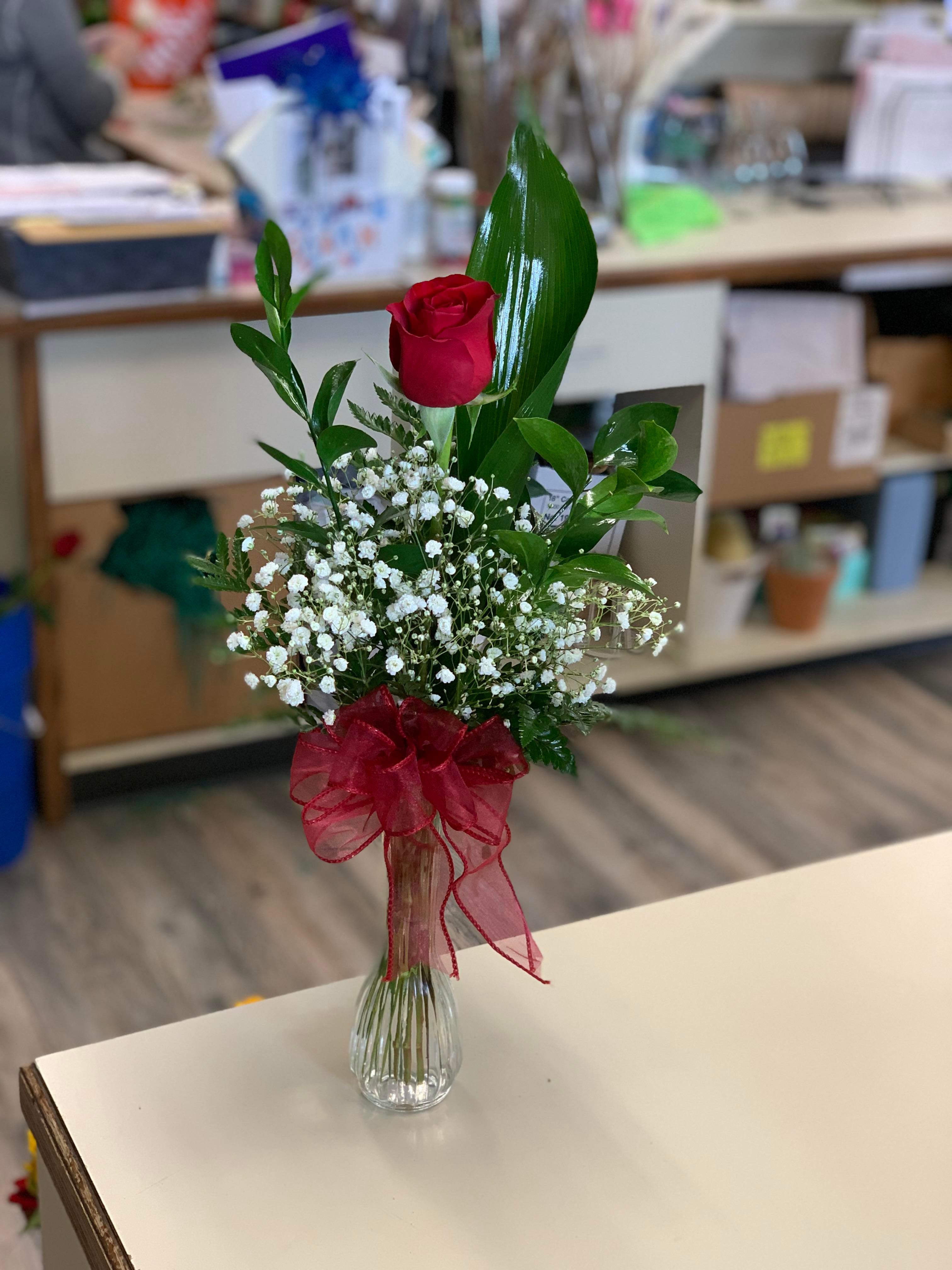 Single Rose in Bud vase. by Llanes Flower Shop, LLC