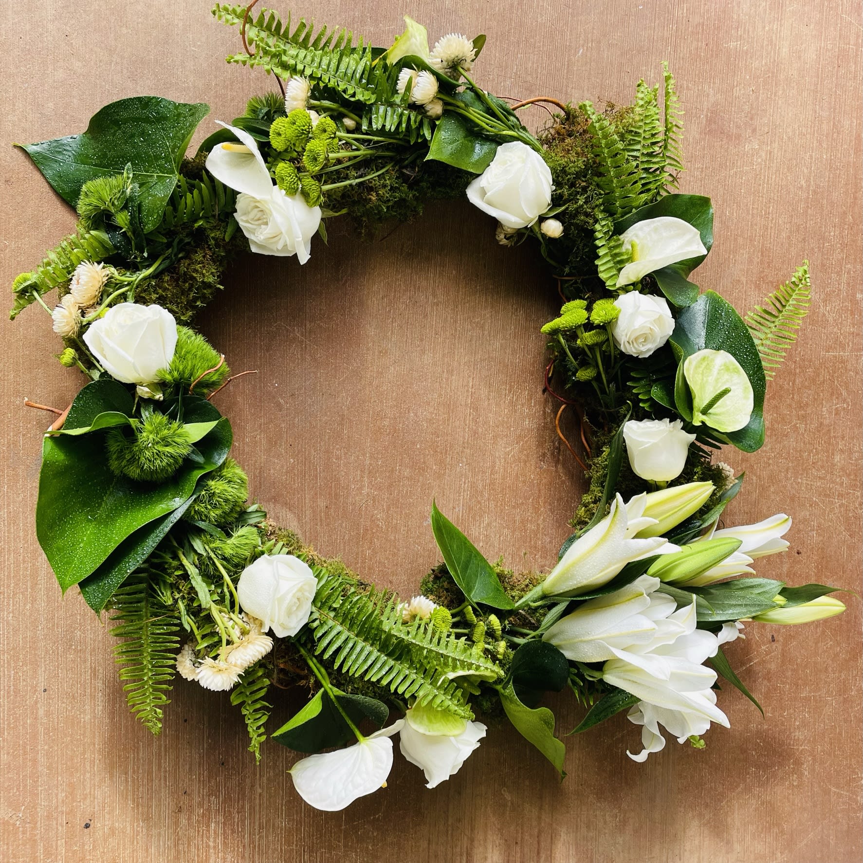 Burial at Sea White Wreath in El Segundo, CA Natural Simplicity