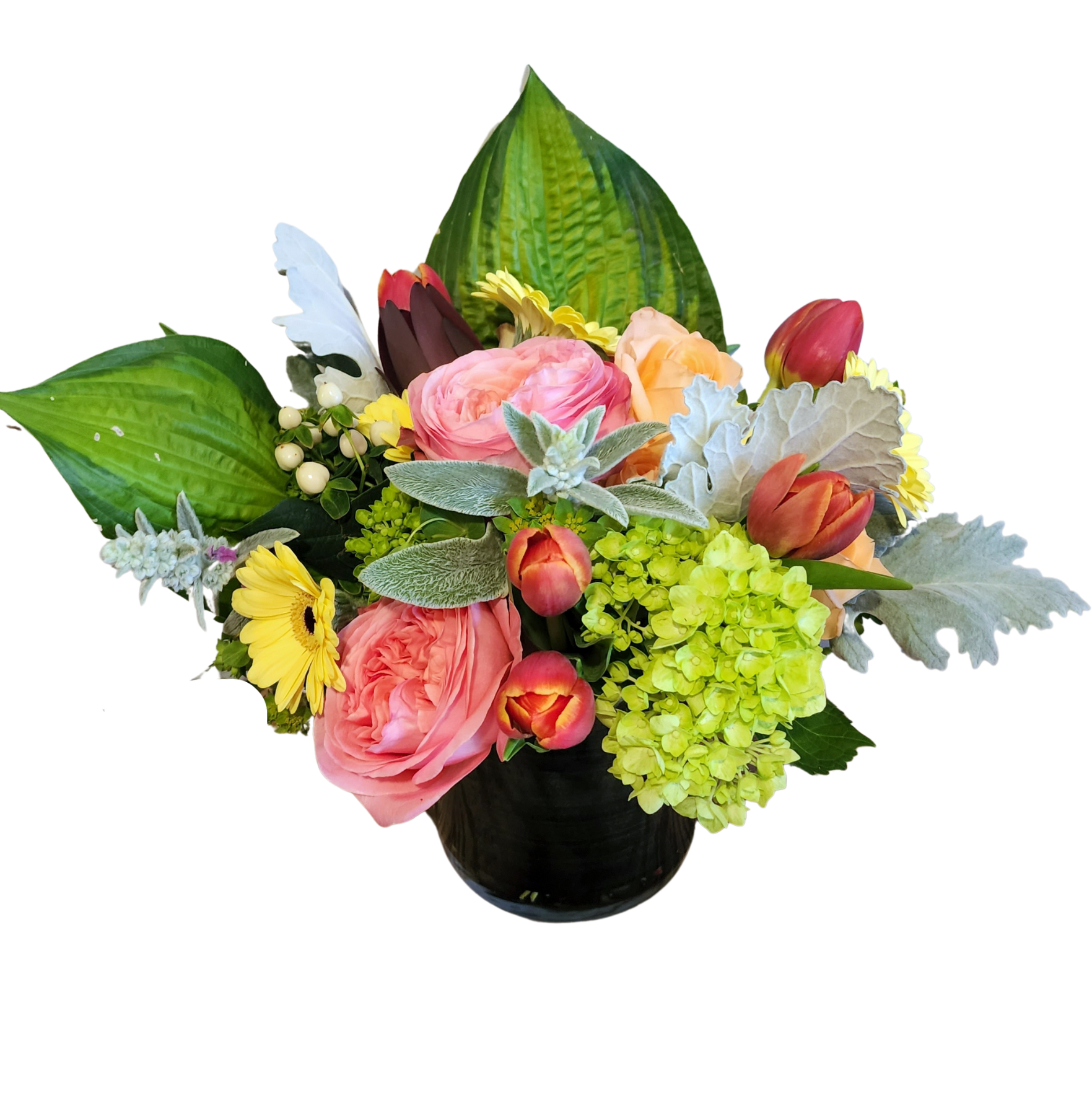 Late summer Garden arrangement Late summer Garden arrangement - Mixed Market arrangement with garden type flowers. fresh picked every day . May have different flowers then in image it will be the same overall feel of the arrangement. Arrangement is overall 8-10 " in a 6" cylinder