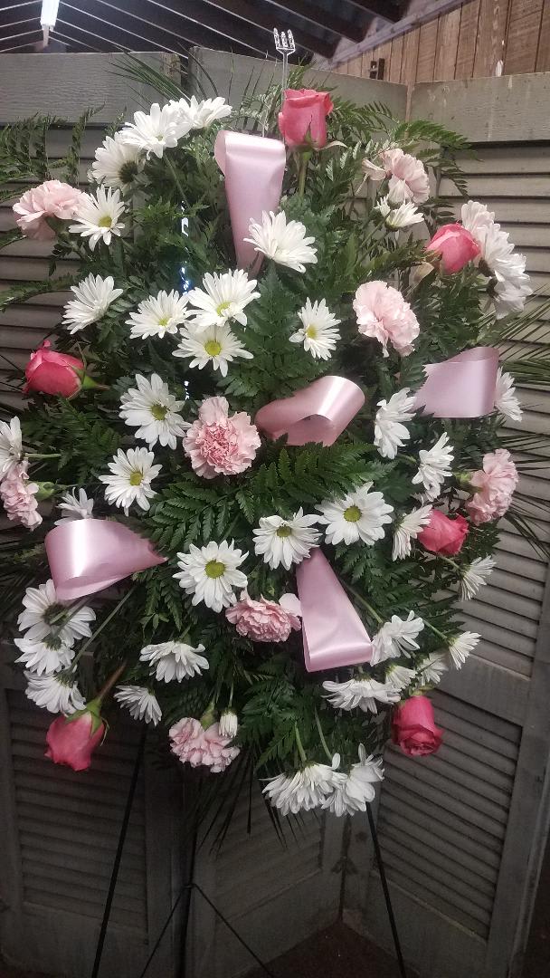Gentle Thought - The pink and white flowers of this lovely spray will express your deepest sympathy ever so gently to all in attendance. 
