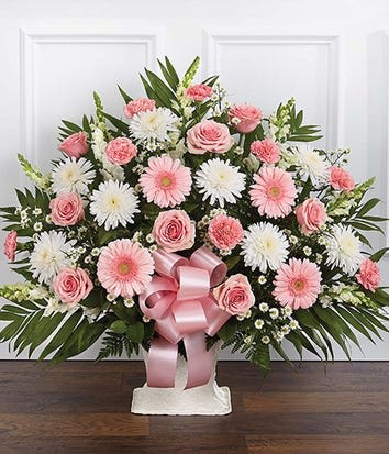 Pink & white sympathy Arrangement Pink & white sympathy Arrangement - Pink and white flowers