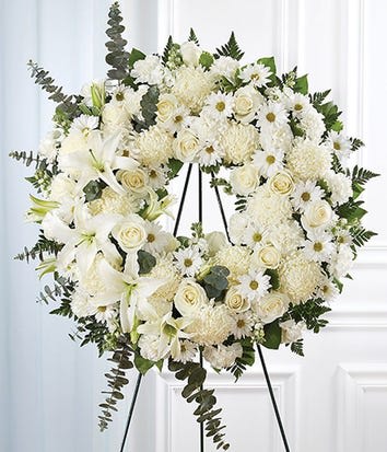 White standing wreath  - White flowers 
