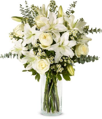White sympathy vase White sympathy vase - White Roses and Lilies