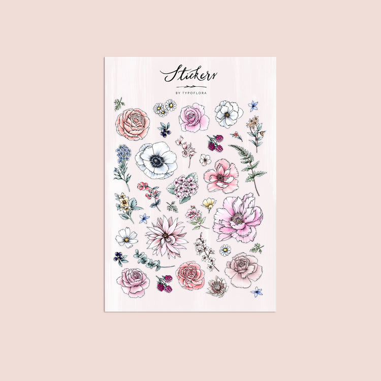 Floral Blooms Sticker Sheet  Bullet Journal Stickers